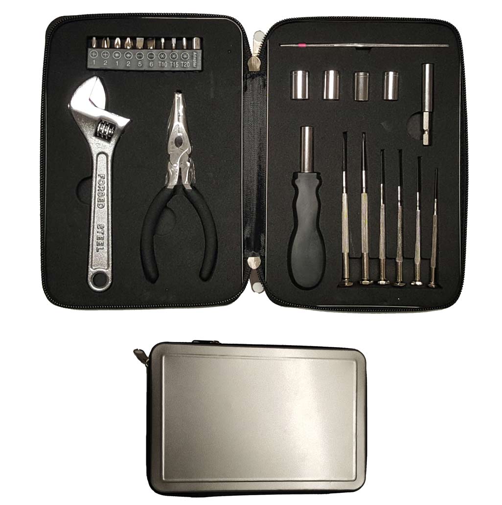 25 Piece Compact Tool Set with Zippered Metal Case